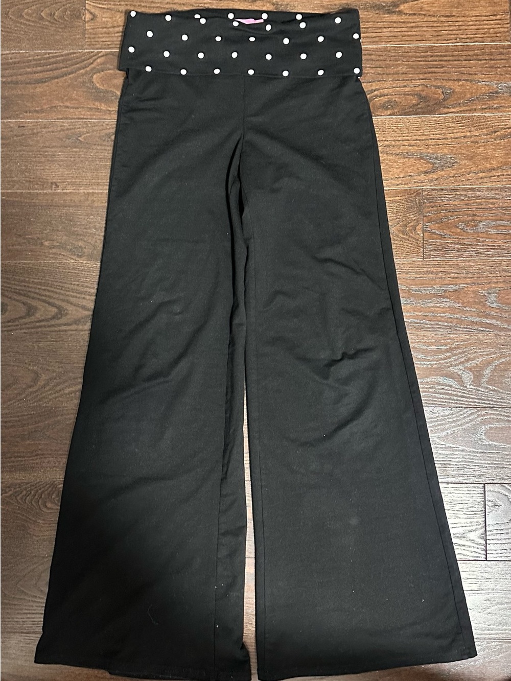 Edikted Black Polka Dot Fold-Over Waist Bootcut Pants